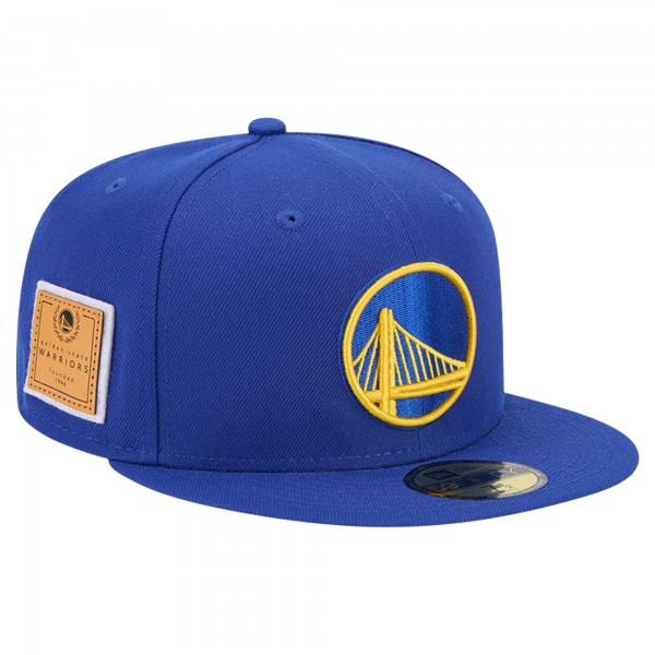 Бейсболка Golden State Warriors New Era Royal Court Sport Leather Applique 59FIFTY
