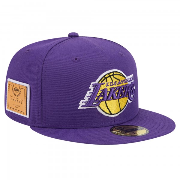 Бейсболка Los Angeles Lakers New Era Court Sport Leather Applique 59FIFTY - Purple