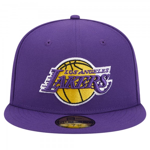 Бейсболка Los Angeles Lakers New Era Court Sport Leather Applique 59FIFTY - Purple
