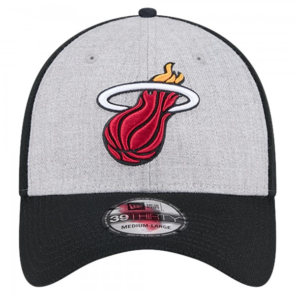 Бейсболка Miami Heat New Era Heather Gray/Black Two-Tone 39THIRTY