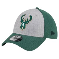 Бейсболка Milwaukee Bucks New Era Heather Gray/Hunter Green Two-Tone 39THIRTY