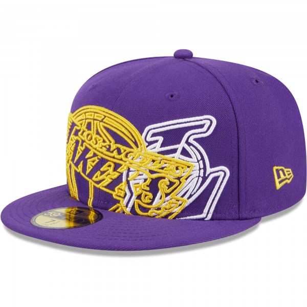 Бейсболка Los Angeles Lakers New Era Purple Game Day Hollow Logo Mashup 59FIFTY