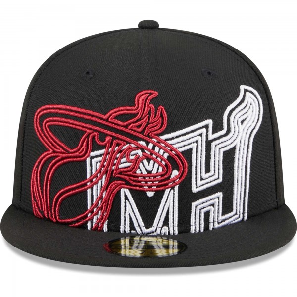 Бейсболка Miami Heat New Era Black Game Day Hollow Logo Mashup 59FIFTY