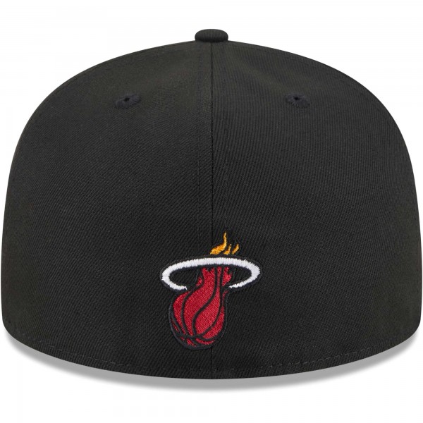 Бейсболка Miami Heat New Era Black Game Day Hollow Logo Mashup 59FIFTY