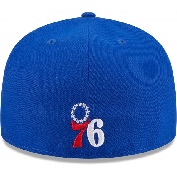 Бейсболка Philadelphia 76ers New Era Royal Game Day Hollow Logo Mashup 59FIFTY