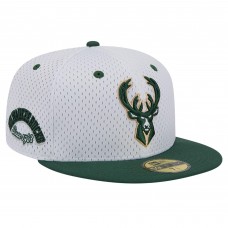 Бейсболка Milwaukee Bucks New Era White/Hunter Green Throwback 2Tone 59FIFTY