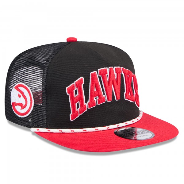 Бейсболка Atlanta Hawks New Era Throwback Team Arch Golfer - Black/Red