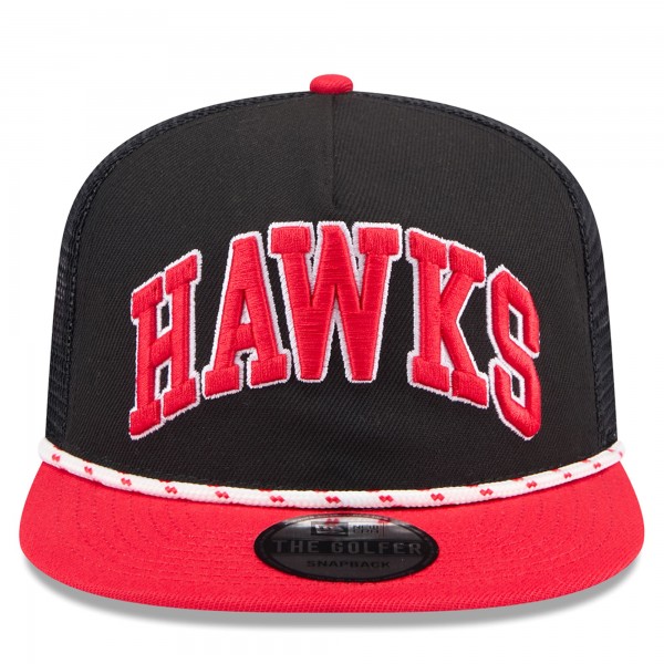 Бейсболка Atlanta Hawks New Era Throwback Team Arch Golfer - Black/Red