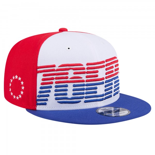 Бейсболка Philadelphia 76ers New Era White/Royal Throwback Gradient Tech Font 9FIFTY Snapback