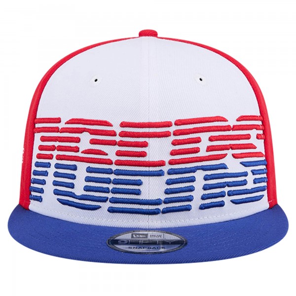 Бейсболка Philadelphia 76ers New Era White/Royal Throwback Gradient Tech Font 9FIFTY Snapback