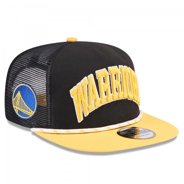 Бейсболка Golden State Warriors New Era Throwback Team Arch Golfer - Black/Gold
