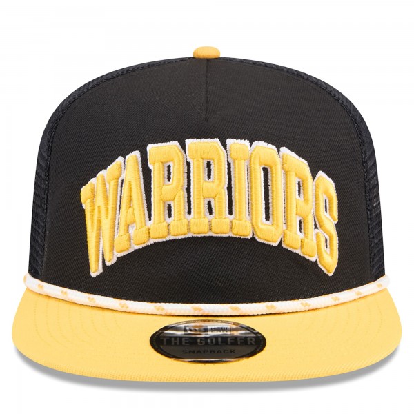 Бейсболка Golden State Warriors New Era Throwback Team Arch Golfer - Black/Gold