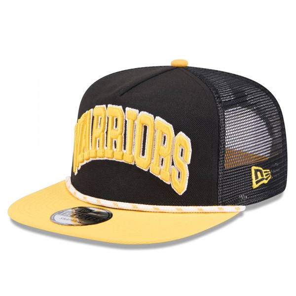 Бейсболка Golden State Warriors New Era Throwback Team Arch Golfer - Black/Gold