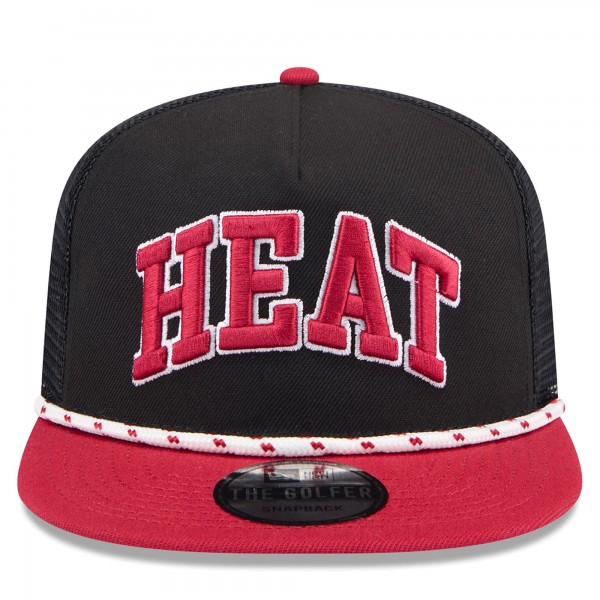 Бейсболка Miami Heat New Era Black/Red Throwback Team Arch Golfer