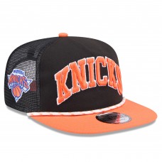 Бейсболка New York Knicks New Era Throwback Team Arch Golfer - Black/Orange