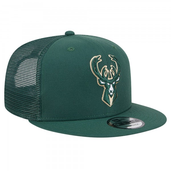 Бейсболка Milwaukee Bucks New Era Hunter Green Meshback 9FIFTY