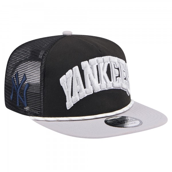 New York Yankees New Era Black Throwback Meshback Golfer Hat