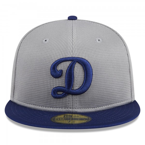 Бейсболка Los Angeles Dodgers New Era Gray 2025 Batting Practice 59FIFTY