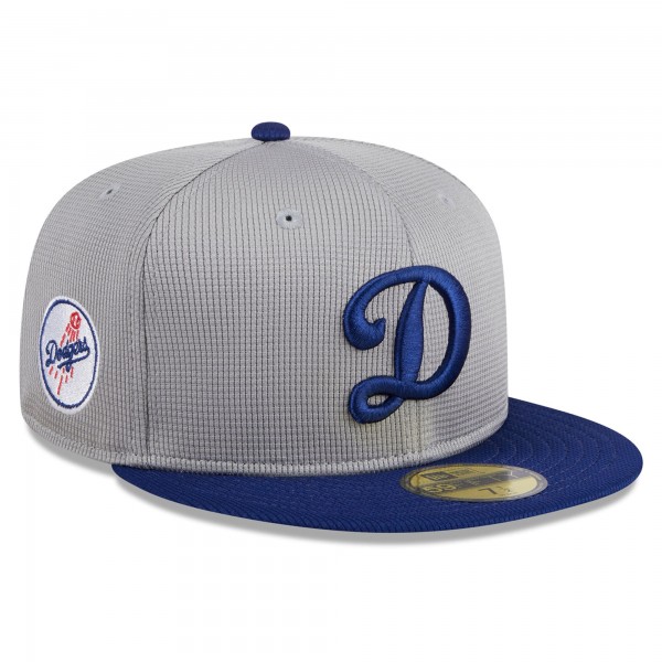 Бейсболка Los Angeles Dodgers New Era Gray 2025 Batting Practice 59FIFTY
