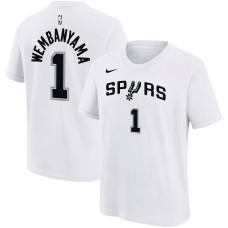 Подростковая San Antonio Spurs Victor Wembanyama Nike White Name & Number Association T-Shirt
