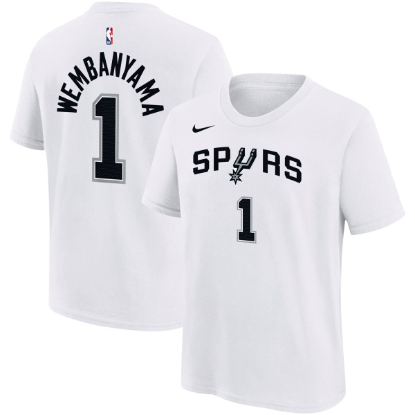 Подростковая San Antonio Spurs Victor Wembanyama Nike White Name & Number Association T-Shirt