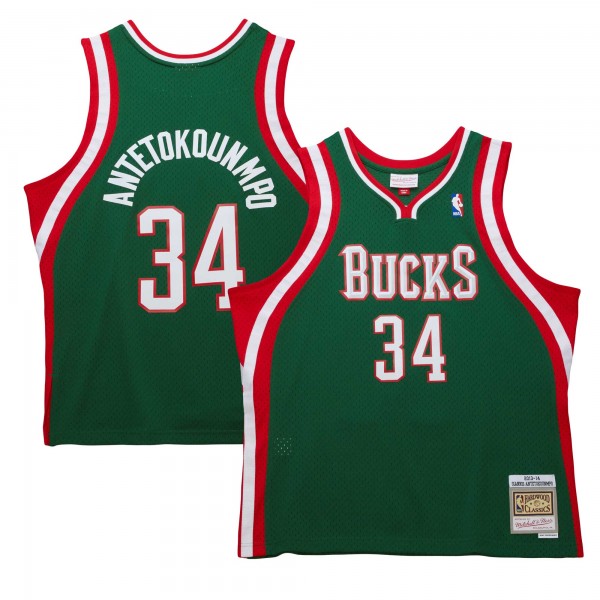 Игровая форма  Giannis Antetokounmpo Milwaukee Bucks Mitchell & Ness 2013/14 Hardwood Classics Swingman - Hunter Green