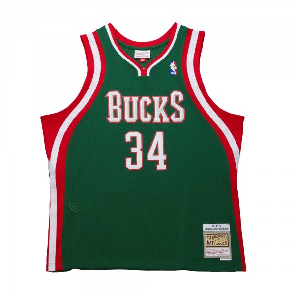 Игровая форма  Giannis Antetokounmpo Milwaukee Bucks Mitchell & Ness 2013/14 Hardwood Classics Swingman - Hunter Green