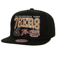Бейсболка Philadelphia 76ers Mitchell & Ness Champ Stack - Black
