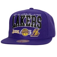Бейсболка Los Angeles Lakers Mitchell & Ness Purple Champ Stack