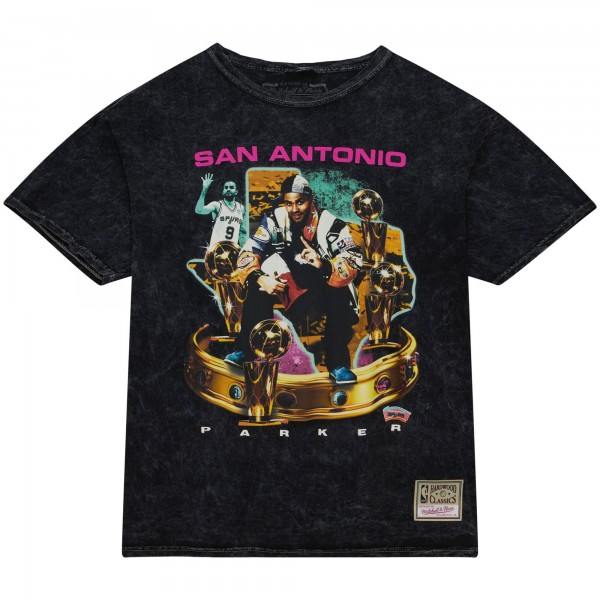 Футболка Tony Parker San Antonio Spurs Mitchell & Ness Crowned - Black