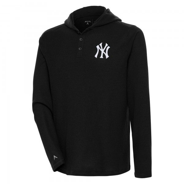 Футболка с длинным рукавом New York Yankees Antigua Strong Hold Henley - Black