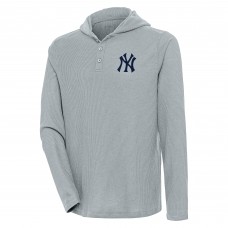 Футболка с длинным рукавом New York Yankees Antigua Strong Hold Henley - Gray