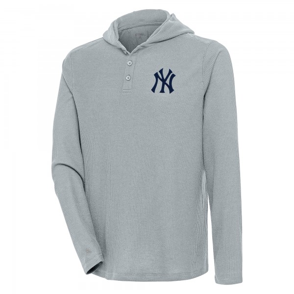 Футболка с длинным рукавом New York Yankees Antigua Strong Hold Henley - Gray