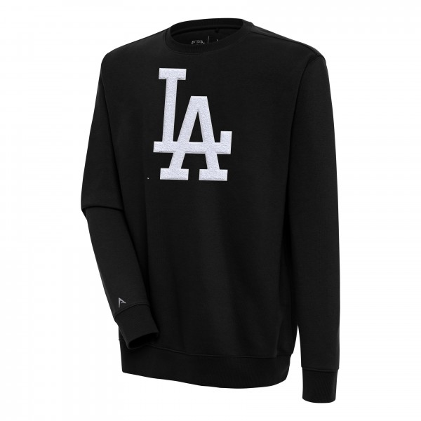 Los Angeles Dodgers Antigua Black Victory Crewneck Chenille Pullover Sweatshirt