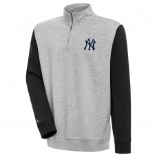 Кофта на короткой молнии New York Yankees Antigua Victory Colorblock - Heather Gray/Black