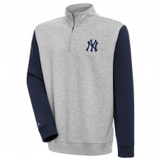 Кофта на короткой молнии New York Yankees Antigua Victory Colorblock - Heather Gray/Navy