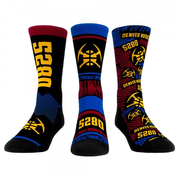 Три пары носков Denver Nuggets Rock Em Unisex 2023/24 City Edition