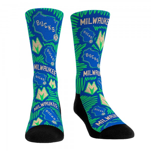 Три пары носков Milwaukee Bucks Rock Em Unisex 2023/24 City Edition