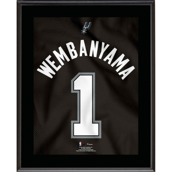 Victor Wembanyama San Antonio Spurs Fanatics Authentic 10.5 x 13 #1 Black Jersey Sublimated Plaque