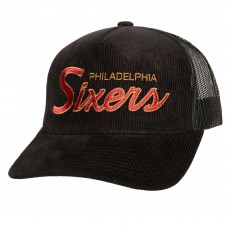Бейсболка Philadelphia 76ers Mitchell & Ness Times Up Classic Script Cord - Black