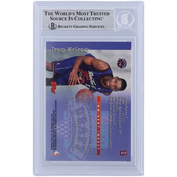 Tracy McGrady Toronto Raptors Autographed 1997-98 Topps Stadium Club #217 Beckett Fanatics Witnessed Authenticated Rookie Card
