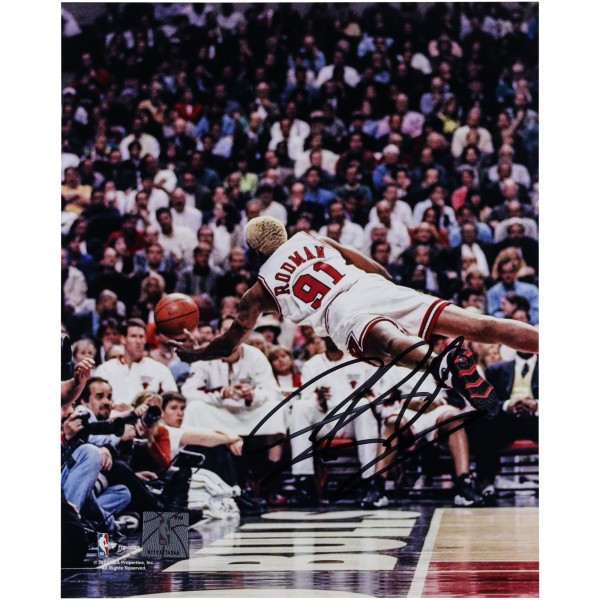 Dennis Rodman Chicago Bulls Autographed Fanatics Authentic 8 x 10 Diving Photograph