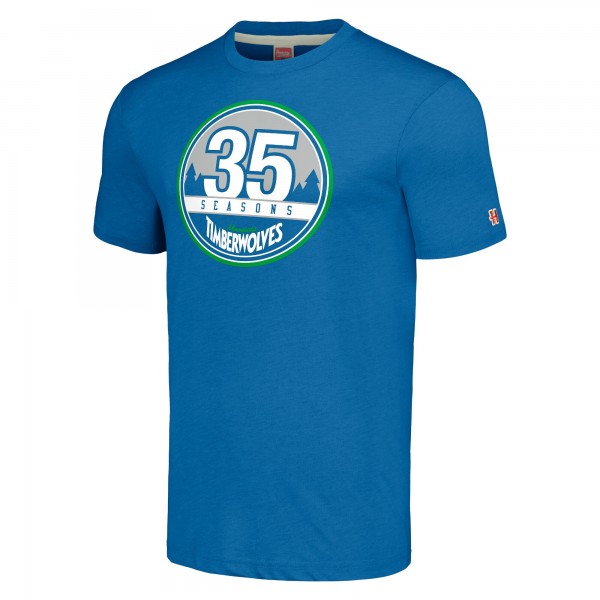 Футболка Minnesota Timberwolves Homage Unisex 35th Anniversary Hardwood Classics 35 Seasons Tri-Blend - Royal
