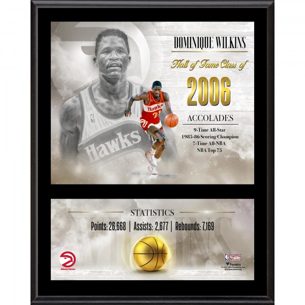 Dominique Wilkins Atlanta Hawks Fanatics Authentic 12 x 15 Hardwood Classic Sublimated Player Plaque