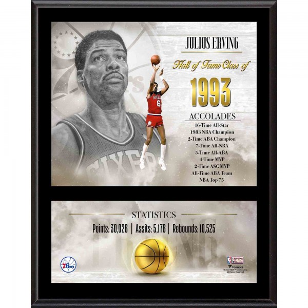 Julius Erving Philadelphia 76ers Fanatics Authentic 12 x 15 Hardwood Classic Sublimated Player Plaque