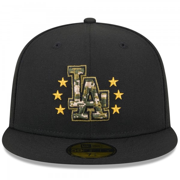 Бейсболка Los Angeles Dodgers New Era Black 2024 Armed Forces Day On-Field 59FIFTY