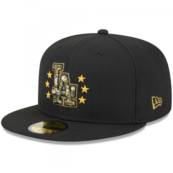 Бейсболка Los Angeles Dodgers New Era Black 2024 Armed Forces Day On-Field 59FIFTY