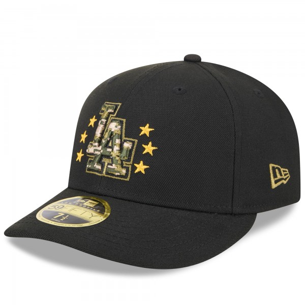 Бейсболка Los Angeles Dodgers New Era Black 2024 Armed Forces Day Low Profile 59FIFTY