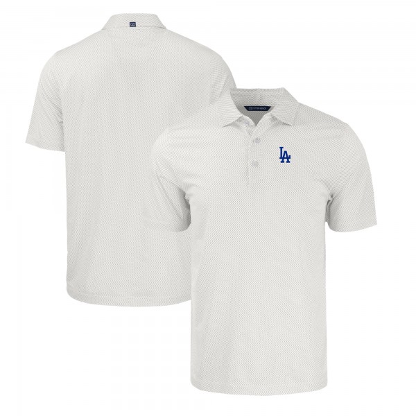 Los Angeles Dodgers Cutter & Buck Gray/White Pike Eco Symmetry Print Stretch Recycled Polo