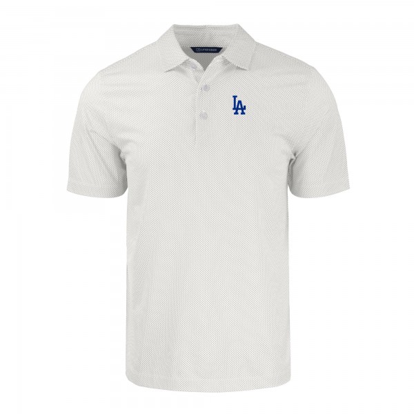 Los Angeles Dodgers Cutter & Buck Gray/White Pike Eco Symmetry Print Stretch Recycled Polo